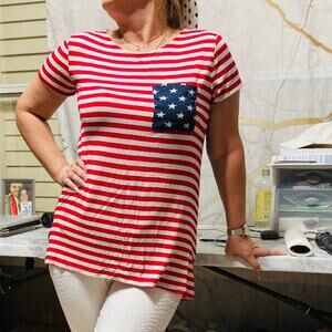 American flag Patriotic high-low T-shirt, size L